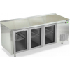 Стол холодильный, GN1/1, L1.84м, борт H50мм, 3 двери  стекло, ножки, -2/+10С, нерж.сталь, дин.охл., агрегат справа