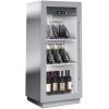 Шкаф холодильный для вина,  48бут., 1 дверь стекло, 2 стойки, ножки, +4/+8С, стат.охл., LED, серый алюминий, R290, рама серая
